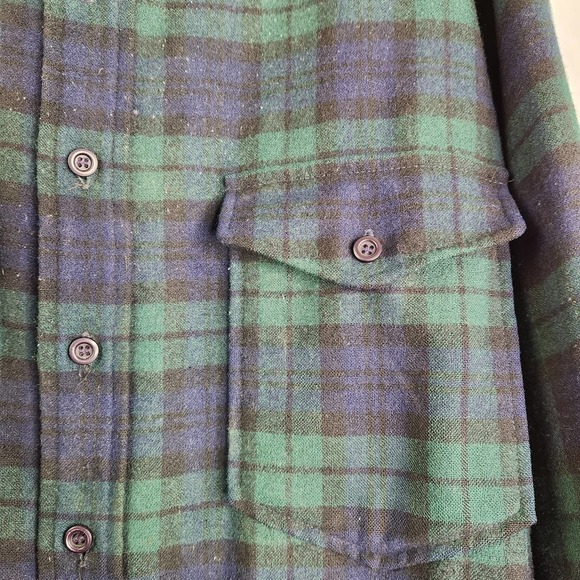 Pendleton 100% Wool Plaid Green Black Watch Flannel Tartan Made In The USA XL - Picture 3 of 12